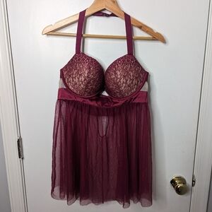 Victorias Secret Lingerie Top Size 36D Red Lace